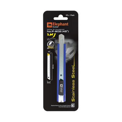 Elephant Brand Cutter P-902 BLUE COLOR (PACK OF 1) Stainless Steel Blad Cutter, use in office & household and much more.