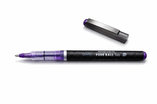 OHTO Fude Ball Bio 1.5mm Gel Ink Roller Pen – Violet Color Pack of 2 | Smooth Waterproof/Fadeproof Pigmented Ink, Bold Tip for Notes, Signatures & Daily Writing | Made in Japan