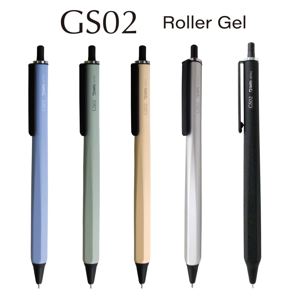 OHTO GS02 Silver Matte Roller Gel Pen – Metal Design Aluminum Barrel | 0.5mm Fine Tip with Black Ink, Quick-Dry Ceramic Roller Ink | Refillable Pen for Office, Journaling, Writing | Made in Japan