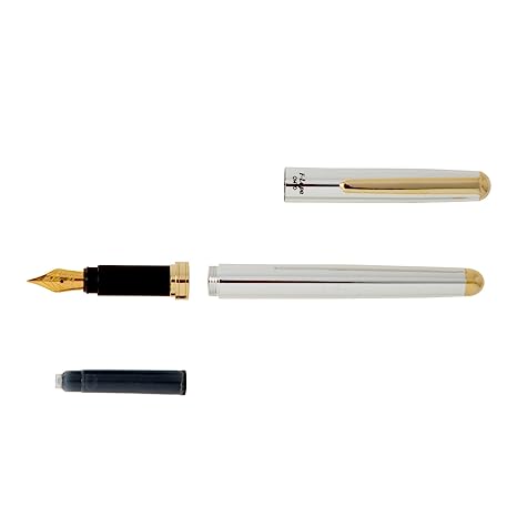 OHTO F-Lapa Fountain pen Silver Body For Signature Calligraphy,Consistent Smooth Flow Smooth Elegant Writing with Fine Nib and Ink Converters Beautiful Box Packing Professional quality, Made in Japan