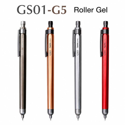 OHTO GS01 Premium Aluminum Gel Pen 0.5mm Needle Tip Black Ink, Quick Dry Smooth Writing Pen, Metal Body with Brass Clip, Executive Office Pen for Journaling, Notes & Everyday Writing, Black