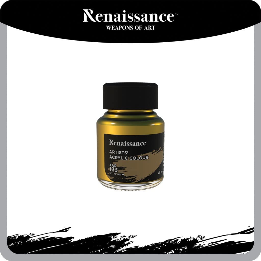RENAISSANCE Artists Acrylic Colour 20 ml Glass Bottle (Royal Gold)