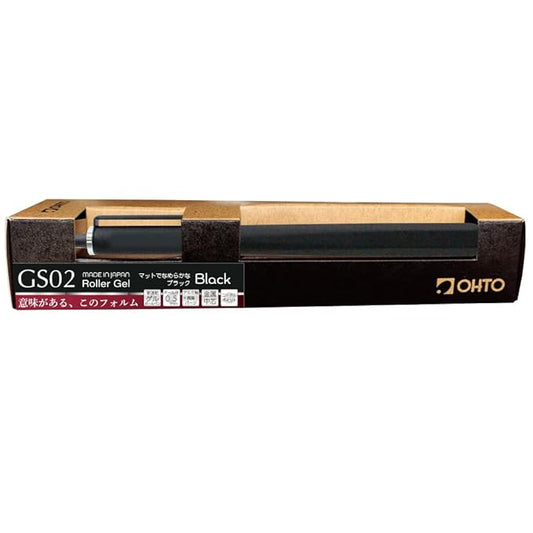 Ohto GS02 Roller Gel Pen, Khaki Body Retractable Needle Tip 0.5mm Black Barrel, Ultra-Quick Drying Black Gel Ink Pen, All-Metal Hybrid Body, Advanced technology Gel ink refill PG-M05NP Made in Japan