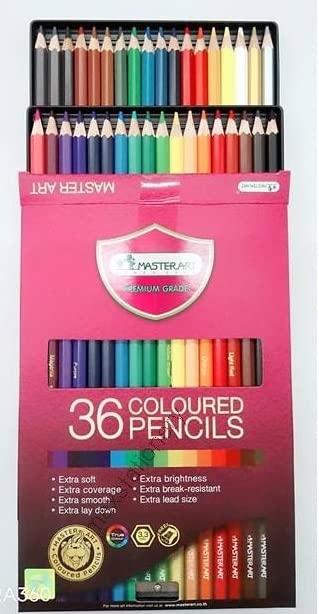 Masterart Premium Grade Coloured Pencils 36 Colors Coloring Soft Core Ideal for Drawing,Blending, Sketching, Shading,Coloring Pencils for Kids and Artist. Country of origin Thailand
