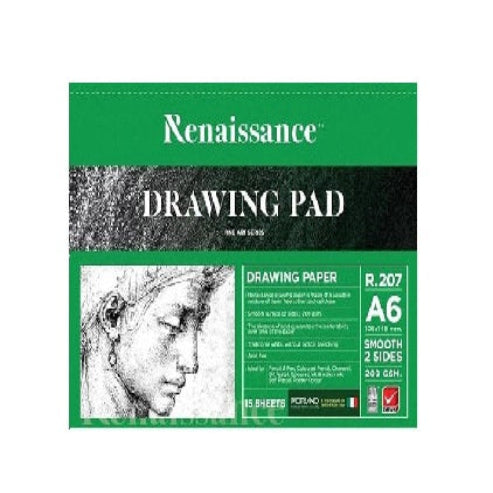 Renaissance Fabriano Drawing Pad R207 (Size:105x 148mm) Pack OF 1. Smooth Paper Sketchbook Pad 15 Sheets 200 GSM for Art Painting, Drawing, Wet & Mixed Media,Perfect for Artist and Beginners