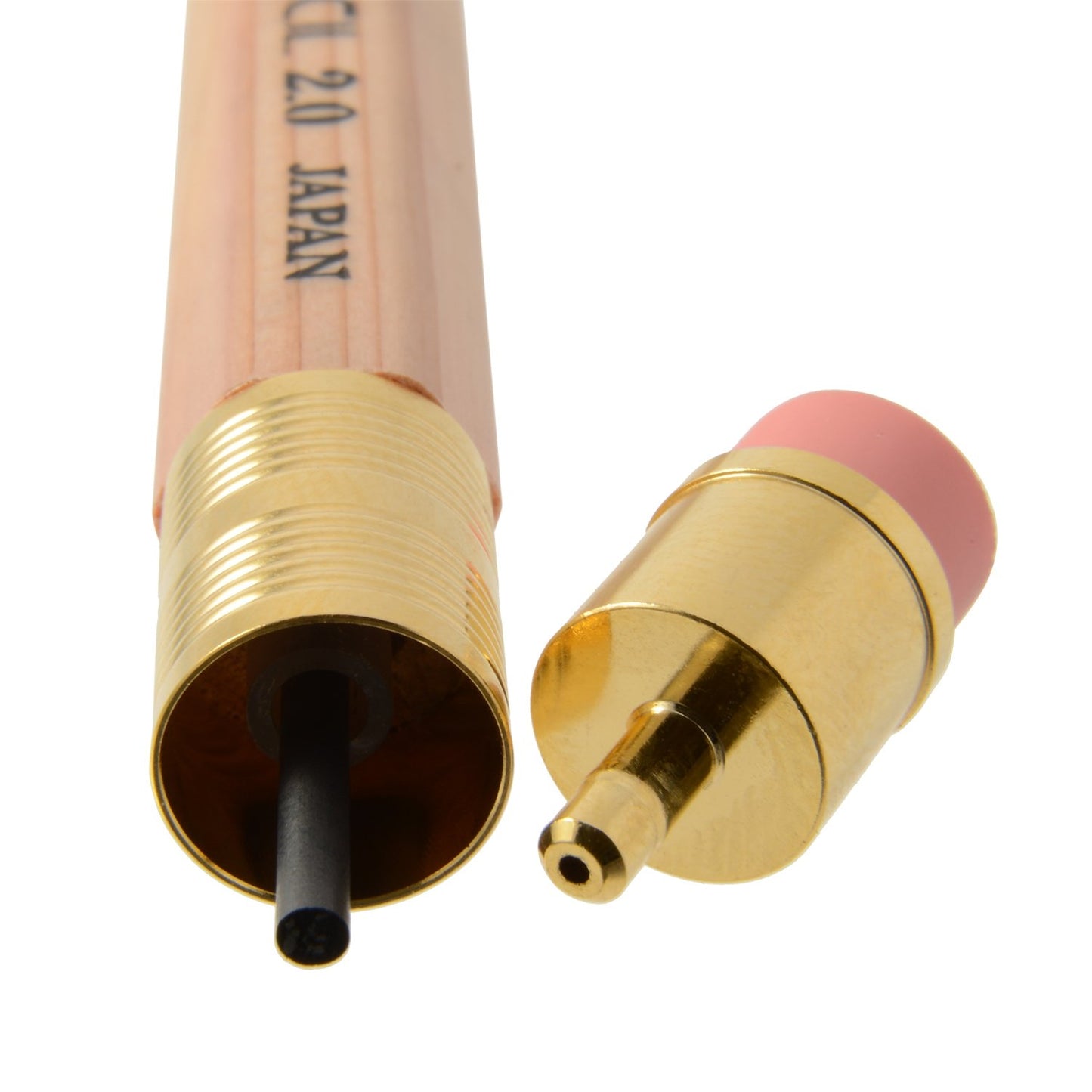 OHTO Mechanical Pencil Wood Sharp with Eraser 2.0, 2.0mm, (APS-680E) Made in Japan (Natural)