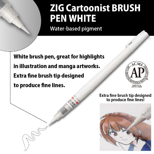 ZIG KURETAKE INKTOBER Special set, WHITE PEN 3 pcs SET, for Manga Drawing, Lettering and Calligraphy Made in Japan