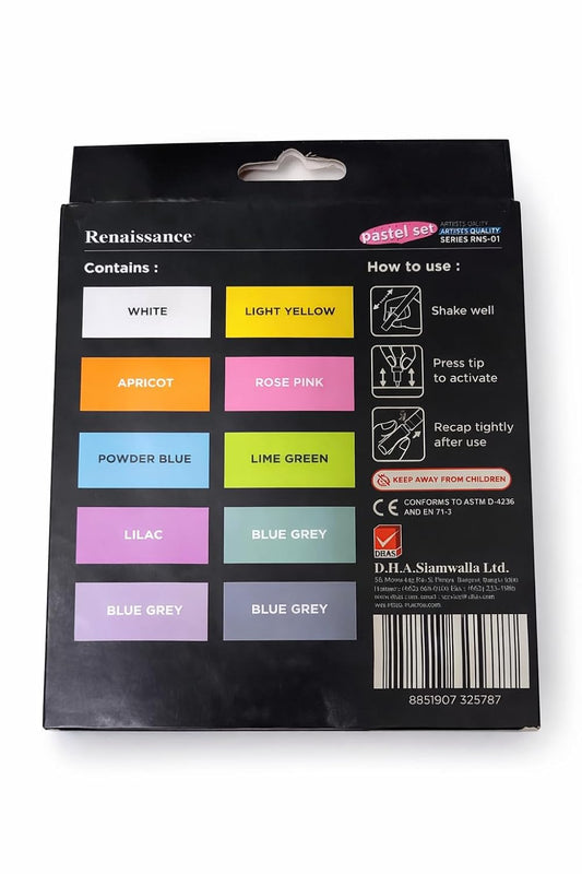 Renaissance Acrylic Marker Set – 8 Pastel Colours | Artist-Quality Opaque Paint Markers with Medium Nib | Waterproof, Permanent Acrylic Ink for Art, DIY, Craft, Rock Painting & Mixed Media