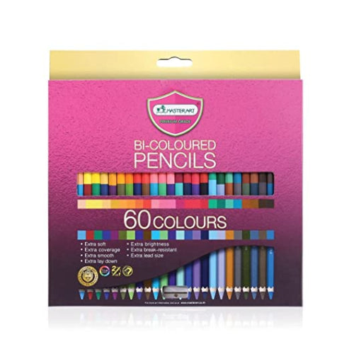 Master Art Premier Colored Pencils, Soft Core,Colouring Pencils Set 60-Count Core for Adult Colouring Books, Doodling, Sketching, Drawing, Art Supplies Made In Thailand