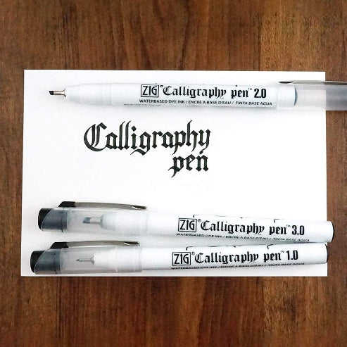 ZIG KURETAKE CALLIGRAPHY PEN OBLIQUE TIP BLACK COLOR 3 Set, 1mm, 2mm, 3mm