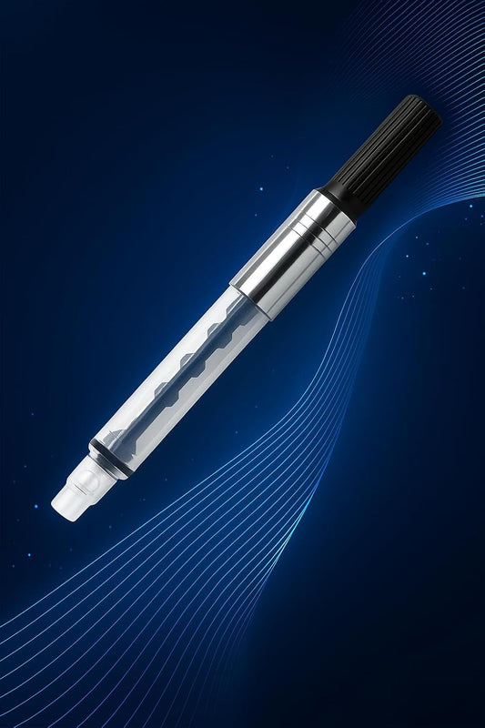 MELLO Universal Fountain Pen Ink Converter | Metal Body | Refillable Piston Converter for Bottled Ink | Pack of 2 | Compatible with Standard Fountain Pens | Transparent Ink Reservoir | Made in Japan