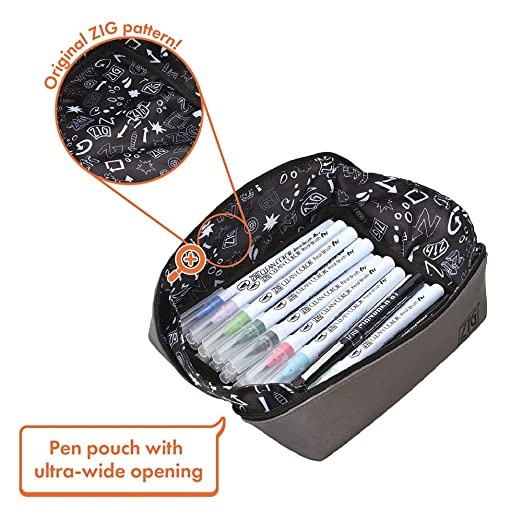 KURETAKE ZIG CLEAN COLOR Real Brush 20 Colors & 2 ZIG MANGAKA fine liner pens set, with Pen Pouch, Watercolor Pens for Painting, Calligraphy and Brush Lettering for Artists and Beginner, Made in Japan