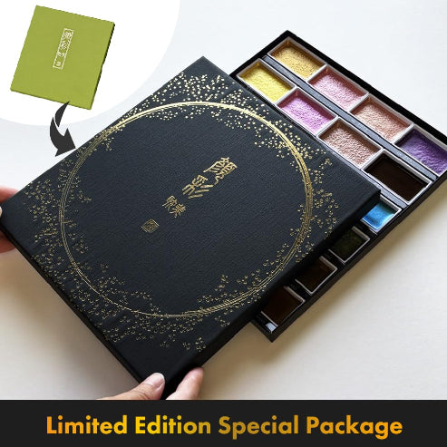 Zig Kuretake Gansai Tambi Iridescent Metallic Watercolor Paint Set – 24 Shimmer Colors | Professional Grade, Large Pans, Water-Based Pigment for Illustration, Calligraphy & Art | Made in Japan