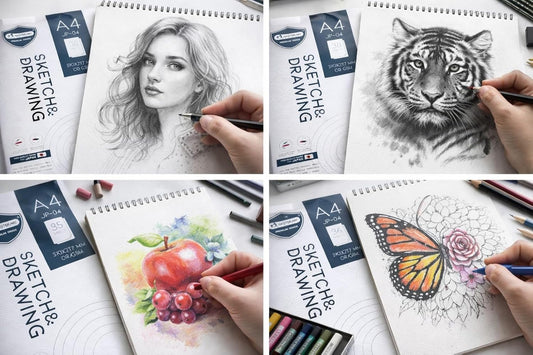 MasterArt Premium Grade Sketch & Drawing Book JP-04 | A4 Size (210 x 297 mm) | 30 Sheets | 100 GSM Extra White Paper | Ideal for Writing, Drawing & Sketching | Made in Thailand