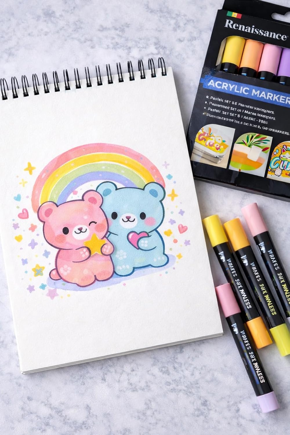 Renaissance Acrylic Marker Set – 8 Pastel Colours | Artist-Quality Opaque Paint Markers with Medium Nib | Waterproof, Permanent Acrylic Ink for Art, DIY, Craft, Rock Painting & Mixed Media