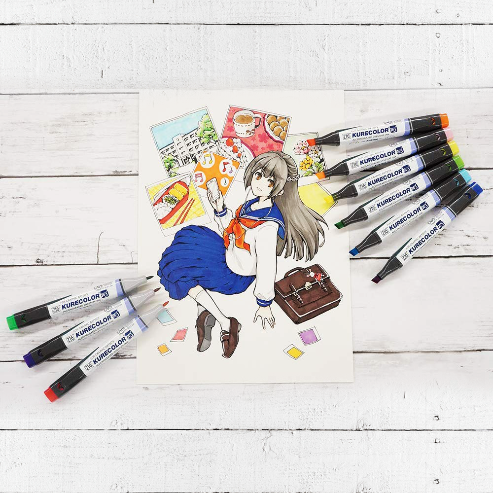 ZIG KURECOLOR TWIN WS 12 colors set Gray Colors