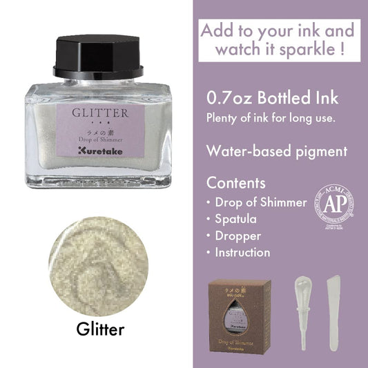 Zig Kuretake Ink-Cafe Drop of Shimmer, Glitter Paste Ink, Add a Pearly or Glitter-Like Sparkle to Your Ink Professional-Quality for Artists and Crafters, Ap-Certified, for Adult, Made in Japan