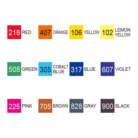 ZIG KURECOLOR TWIN WS 12 colors set Basic Colors