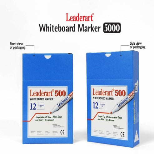 Leaderart Whiteboard Marker Of Bullet Tip Black Ink Set of 12. MADE IN Malaysia