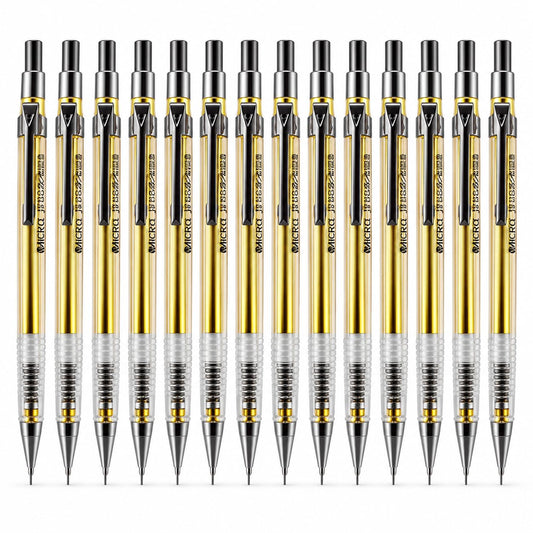 MICRO New Metal JEDO 0.5 mm Mechanical Pencil Set, Gold Finish,Pack of 12 for Students Technical Drawing, Drafting and Office Stationery, Made in Korea