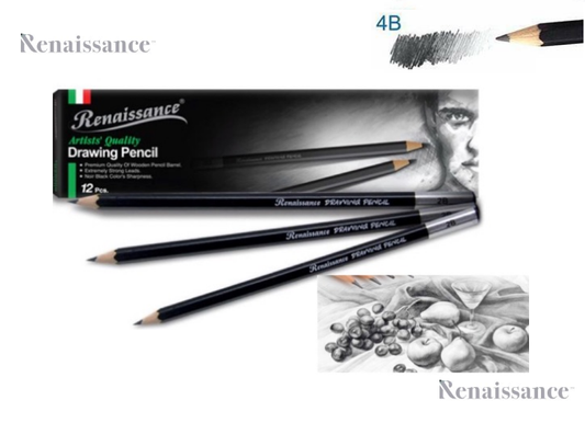 RENAISSANCE Drawing Pencil 4B Grade pencils for drawing best for Artist & Student Pack of 12 MADE IN THAILAND