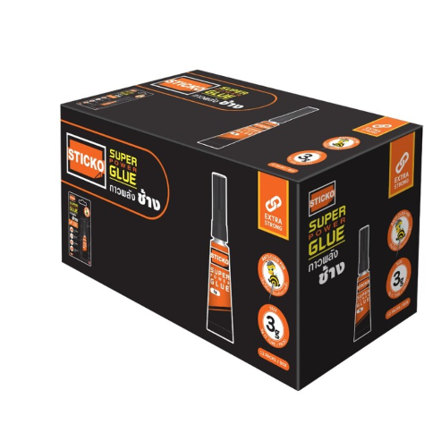 STICKO SUPER GLUE GEL , PACK OF 12 (3gm each) MADE IN THAILAND