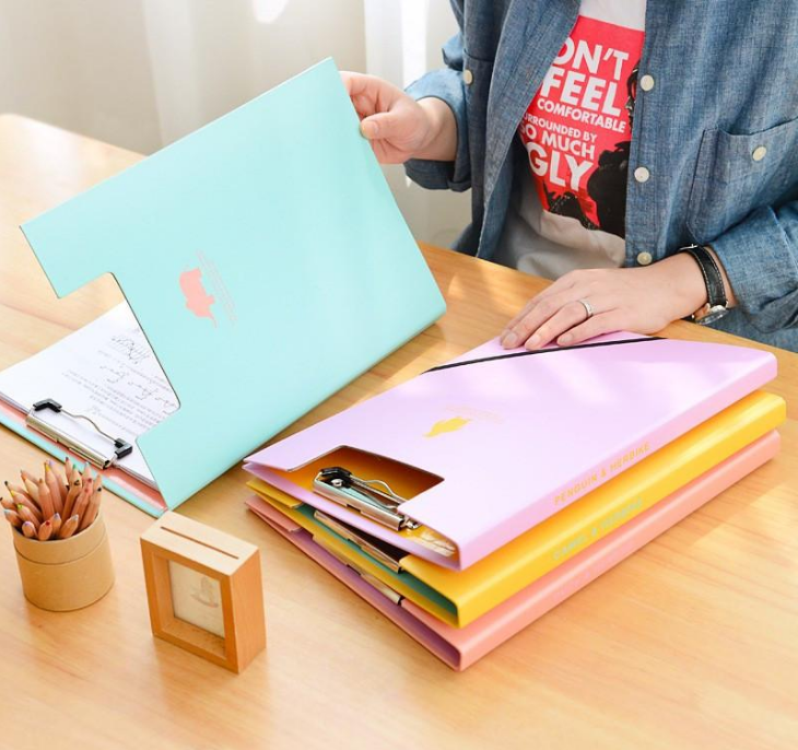 ELEPHANT CLIP FOLDER A4 SIZE (PINK)