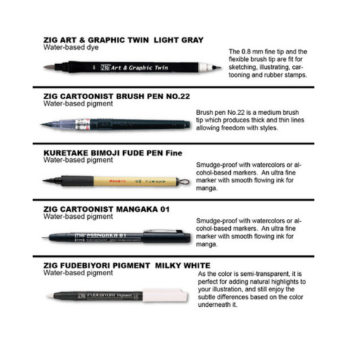 ZIG KURETAKE INKTOBER 2021 SPECIAL SET ILLUSTRATION BASIC SET2