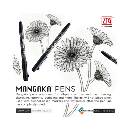 Zig CARTOONIST MANGAKA 003 & 005 010 BLACK PACK OF 2