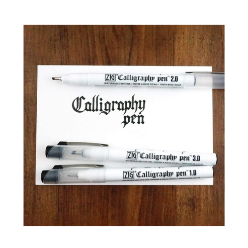 Zig Calligraphy Pen Set – 1mm, 2mm & 3mm Blue Ink Tips, Smooth Flow for Elegant Hand Lettering, Journaling, Greeting Cards & Art Projects. AP-Certified Japan