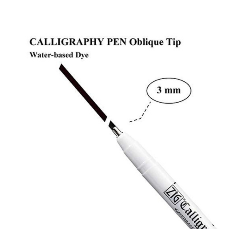 Zig Kuretake Calligraphy Pens (1mm 2mm 3mm) Oblique Tip Blue, Red, Green Color Pack of 3 Pcs for Writing & Hand Lettering, for Professional, Beginner, Water-Based Dye Ink, Made in Japan