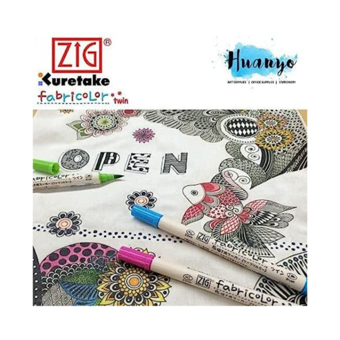 Zig FABRICOLOR 101 WHITE & 102 BLACK (FABRIC MARKER) MADE IN JAPAN