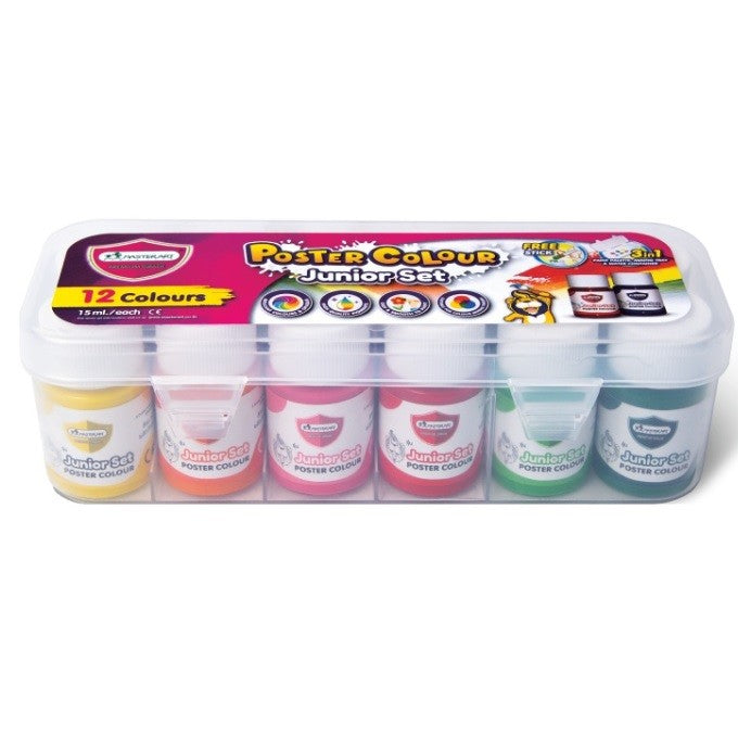 MASTER ART Poster Color Set 15 ml. 12 colors in plastic box. MADE IN THAILAND