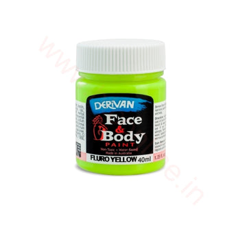 Derivan Australian Face Body & Finger Face Paint For Makeup 40ml - Fluorescent Yellow