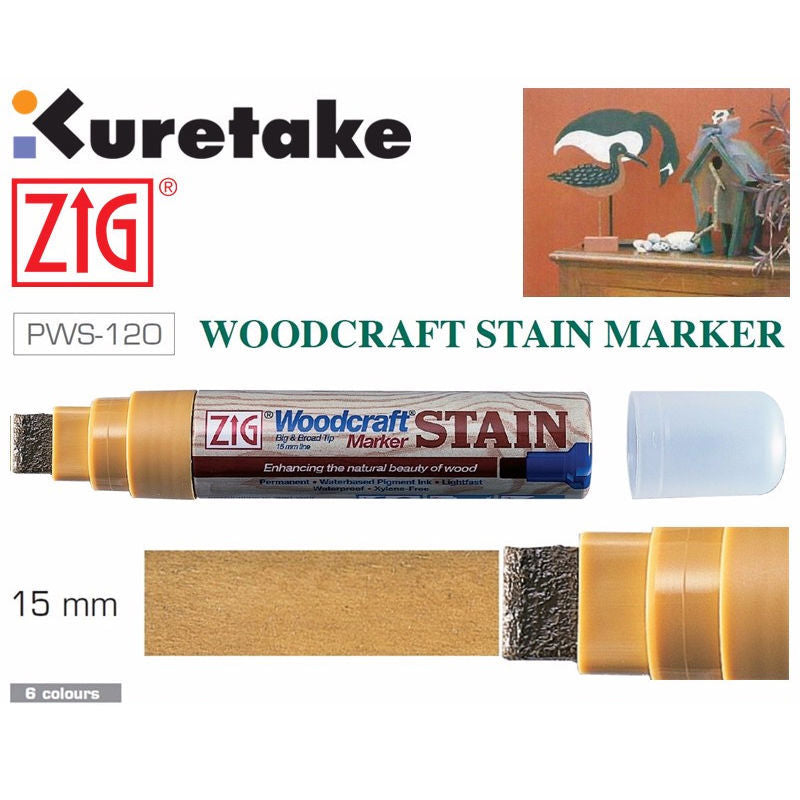 ZIG Woodcraft Stain Marker Pen – Wood Repair & Touch Up Marker for Furniture, Doors & Cabinets, Broad Tip, Natural Finish