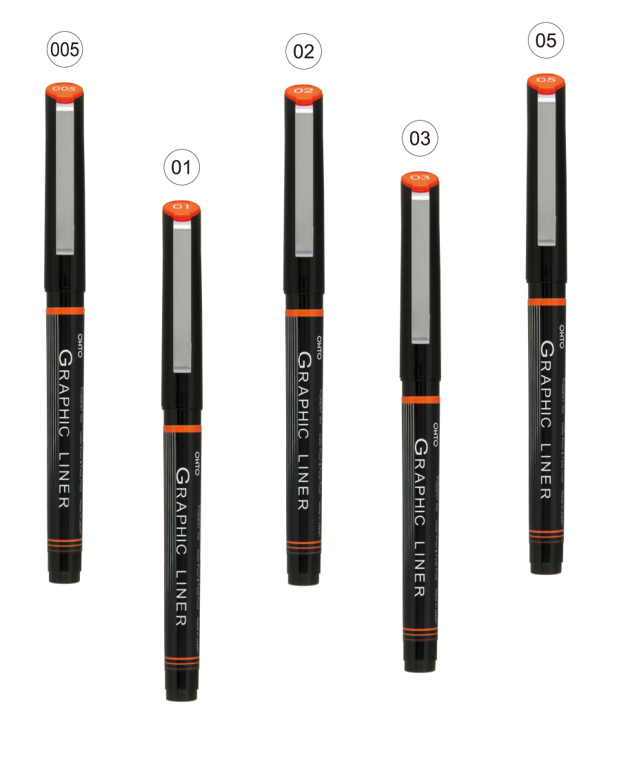 OHTO JAPAN Graphic Liner Needle Point Rollerball Drawing Pen [5 assorted Point].