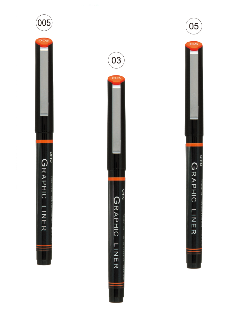 OHTO JAPAN Graphic Liner Needle Point Rollerball Drawing Pen [005-03-05] Pack Of 3.