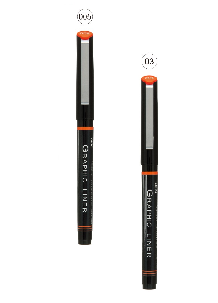 OHTO JAPAN Graphic Liner Needle Point Rollerball Drawing Pen [005-03] Pack Of 2.
