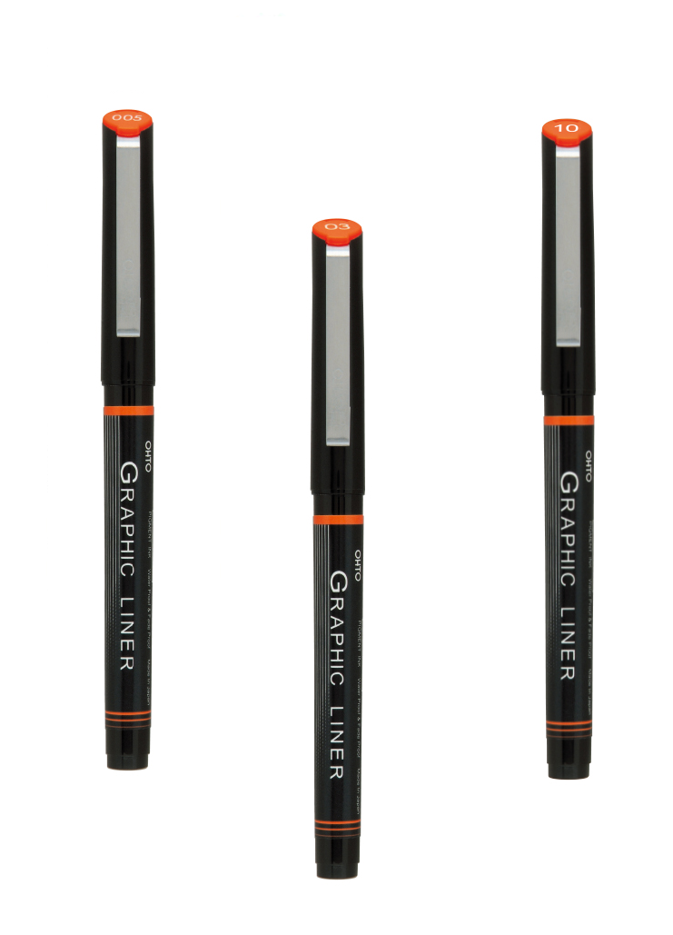 OHTO JAPAN Graphic Liner Needle Point Rollerball Drawing Pen [005-03-10] Pack Of 3.