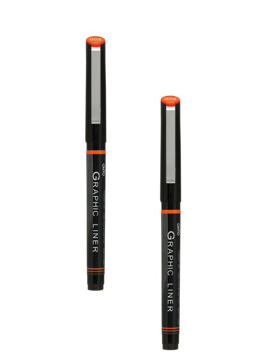 OHTO JAPAN Graphic Liner Needle Point Rollerball Drawing Pen [005] Pack Of 2.