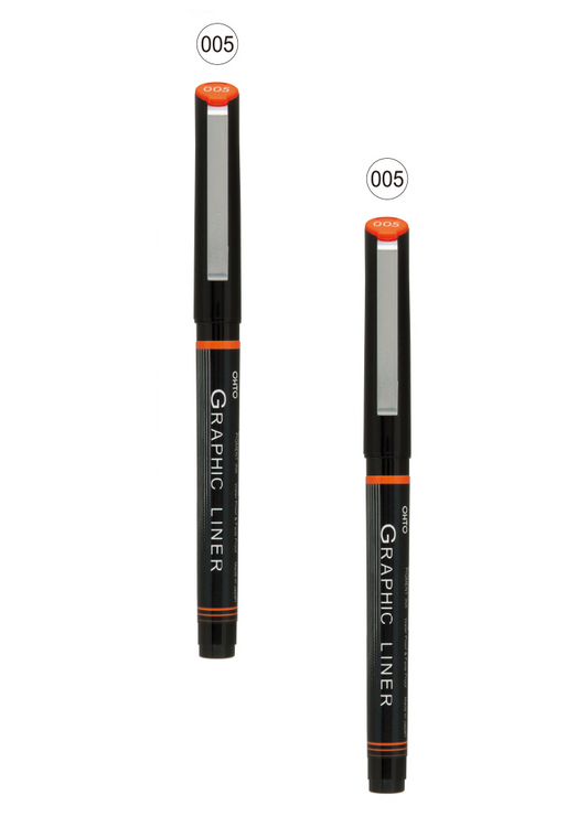 OHTO JAPAN Graphic Liner Needle Point Rollerball Drawing Pen [005] Pack Of 2.