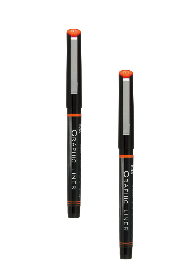 OHTO JAPAN Graphic Liner Needle Point Rollerball Drawing Pen [01] Pack Of 2.