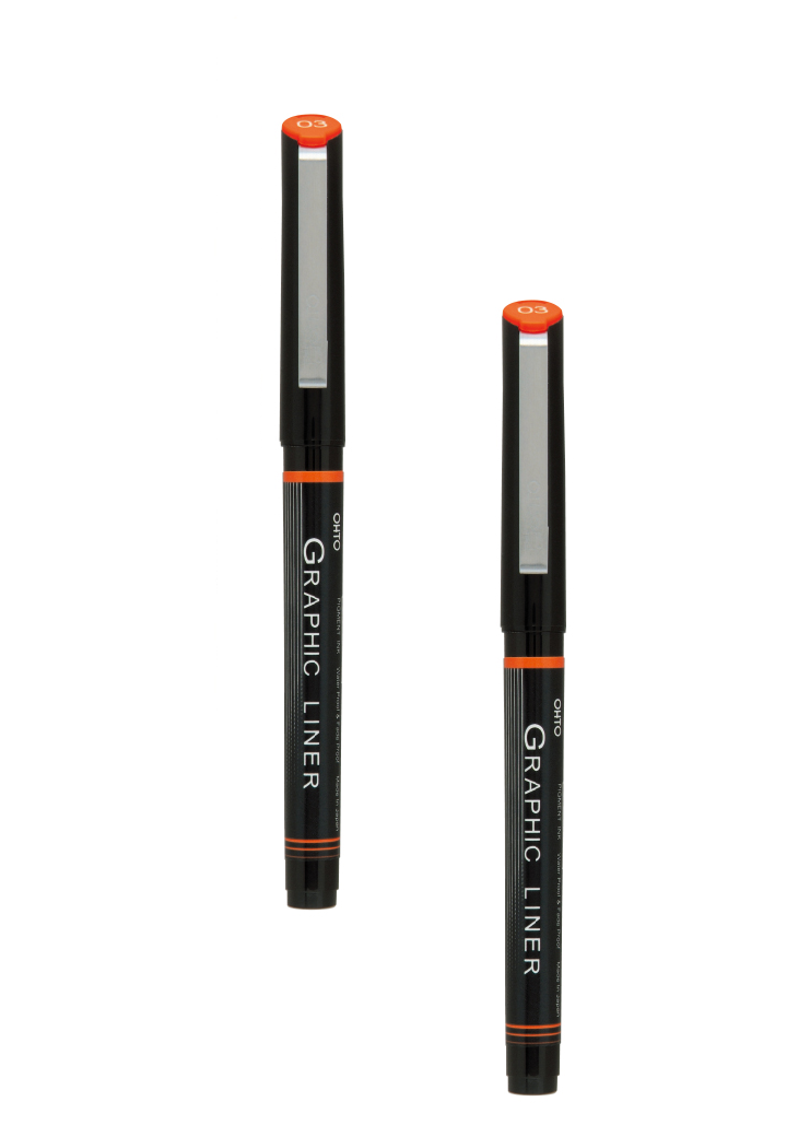 OHTO JAPAN Graphic Liner Needle Point Rollerball Drawing Pen [03] Pack Of 2.