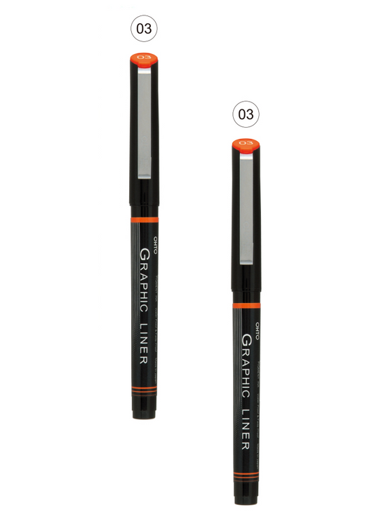 OHTO JAPAN Graphic Liner Needle Point Rollerball Drawing Pen [03] Pack Of 2.