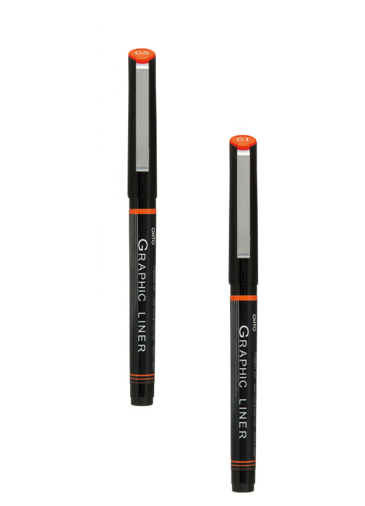 OHTO JAPAN Graphic Liner Needle Point Rollerball Drawing Pen [05-01] Pack Of 2.
