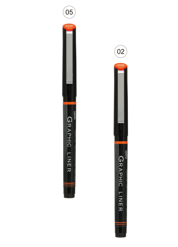 OHTO JAPAN Graphic Liner Needle Point Rollerball Drawing Pen [05-02] Pack Of 2.