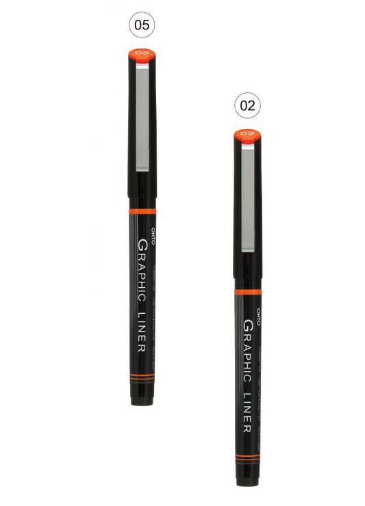 OHTO JAPAN Graphic Liner Needle Point Rollerball Drawing Pen [05-02] Pack Of 2.
