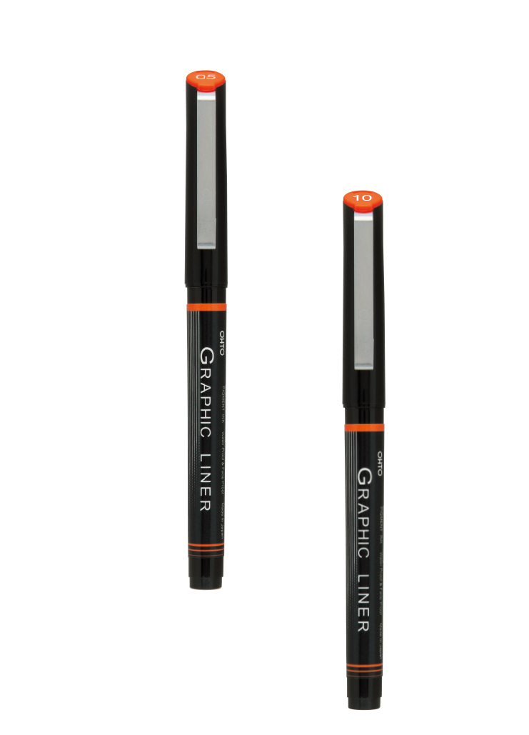 OHTO JAPAN Graphic Liner Needle Point Rollerball Drawing Pen [05-10] Pack Of 2.