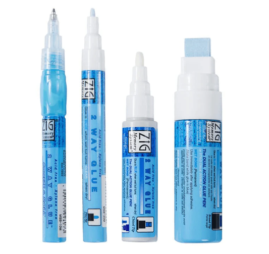 ZIG MEMORY SYSTEM 2 WAY GLUE Squeeze & Roll 4 Pen Set TIP SIZE:1,2,4,15 mm TIP are available.