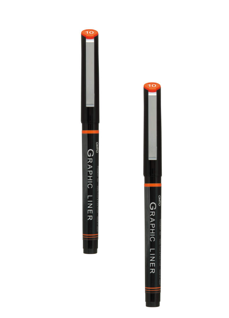 OHTO JAPAN Graphic Liner Needle Point Rollerball Drawing Pen [10] Pack Of 2.